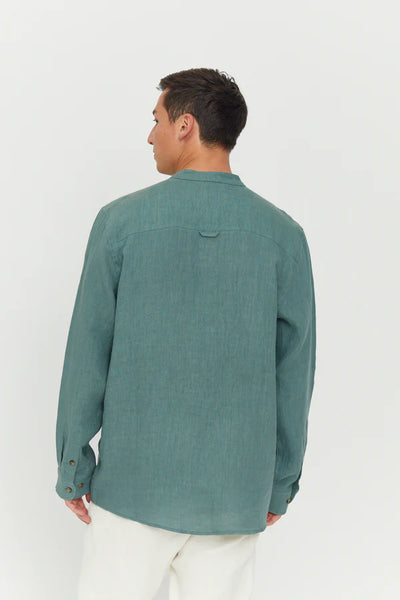 Mazine Altona Linen Shirt lang Arm Hemd - Jade