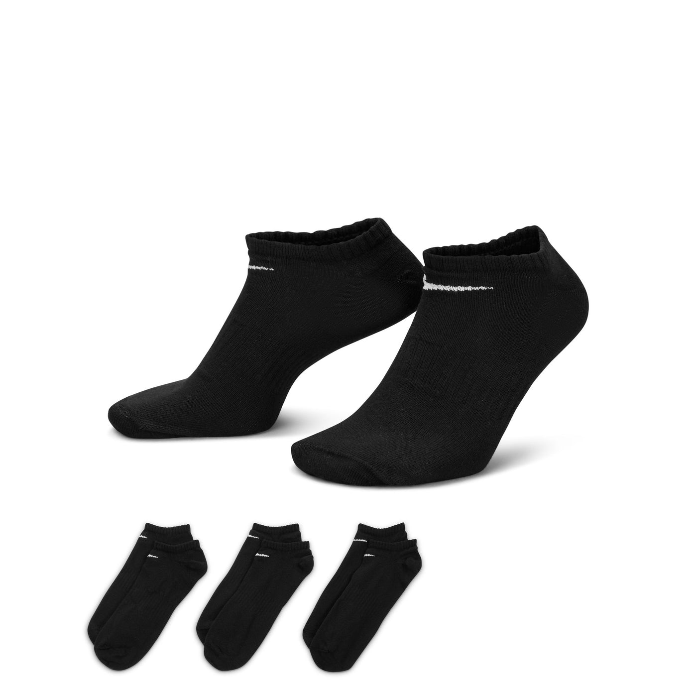 Nike 7678 - 100 Everyday Lightweight No Show Socks (3Pair) - 010 Black