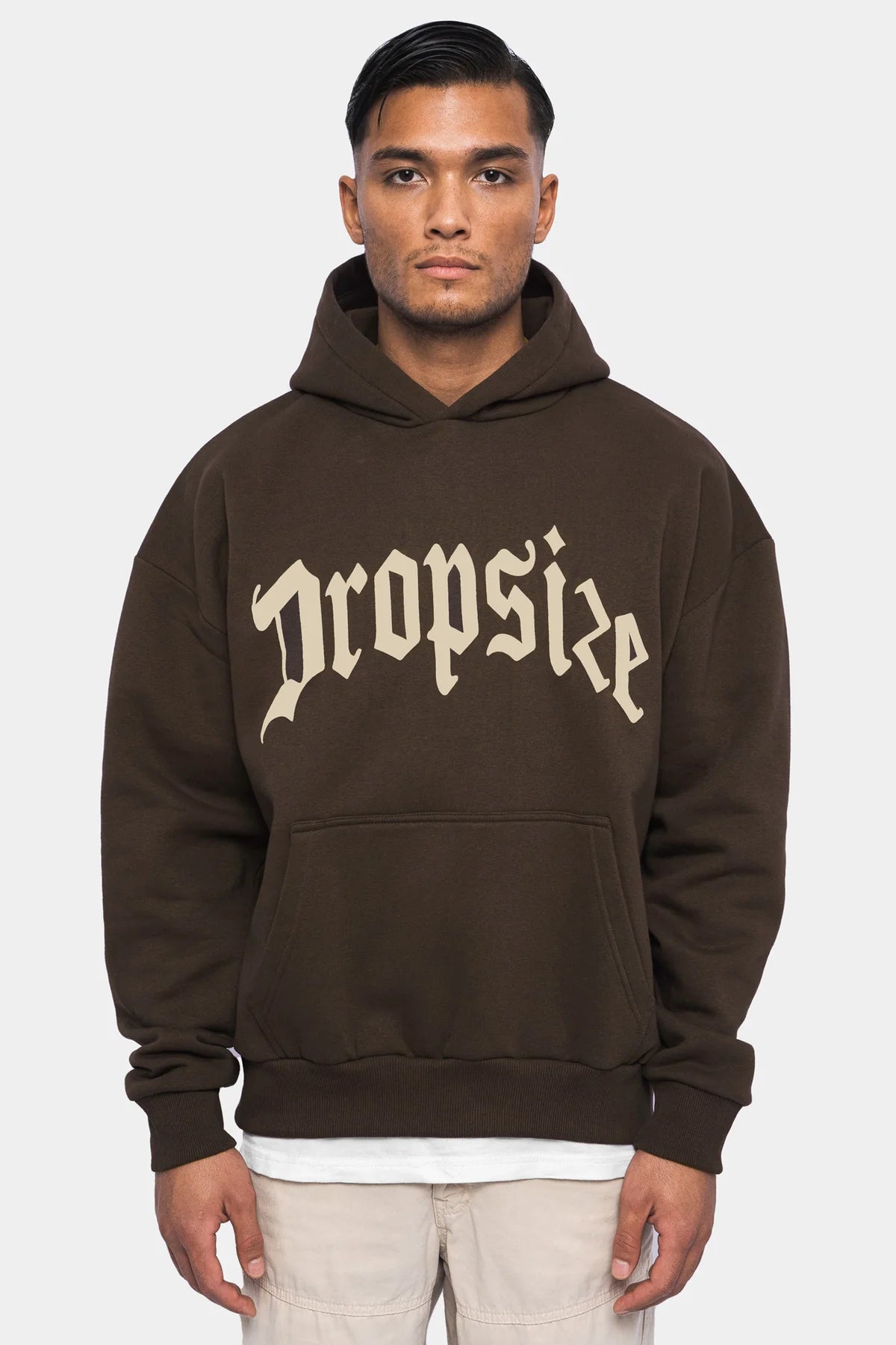 Dropsize HD-204 HEAVY OVERSIZE V2 PUFFER PRINT HOODIE - CHOCOLATE BROWN