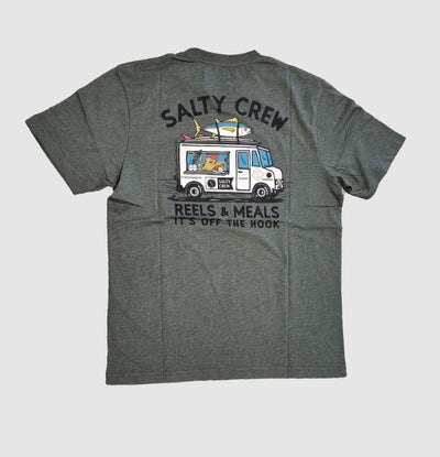 Salty Crew Reels & Meals Premium T-Shirt - Forest Heather