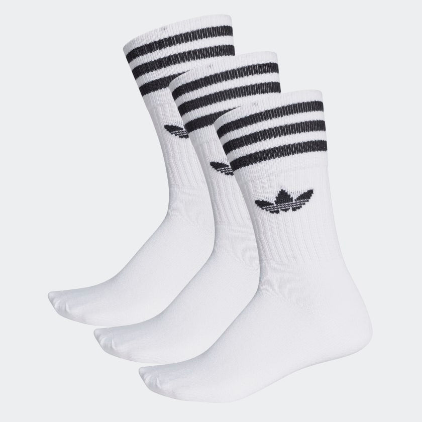 Adidas Solid Crew Socks (3 Pair) - white/black