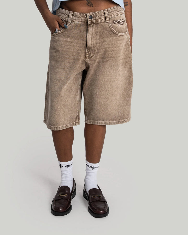 Homeboy  BAGGY Dye Denim SHORTS x-tra  washed Brown