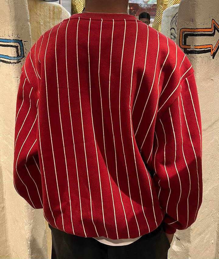 Karl Kani Autograpgh Pinstripe Crewneck Sweatshirt -  red
