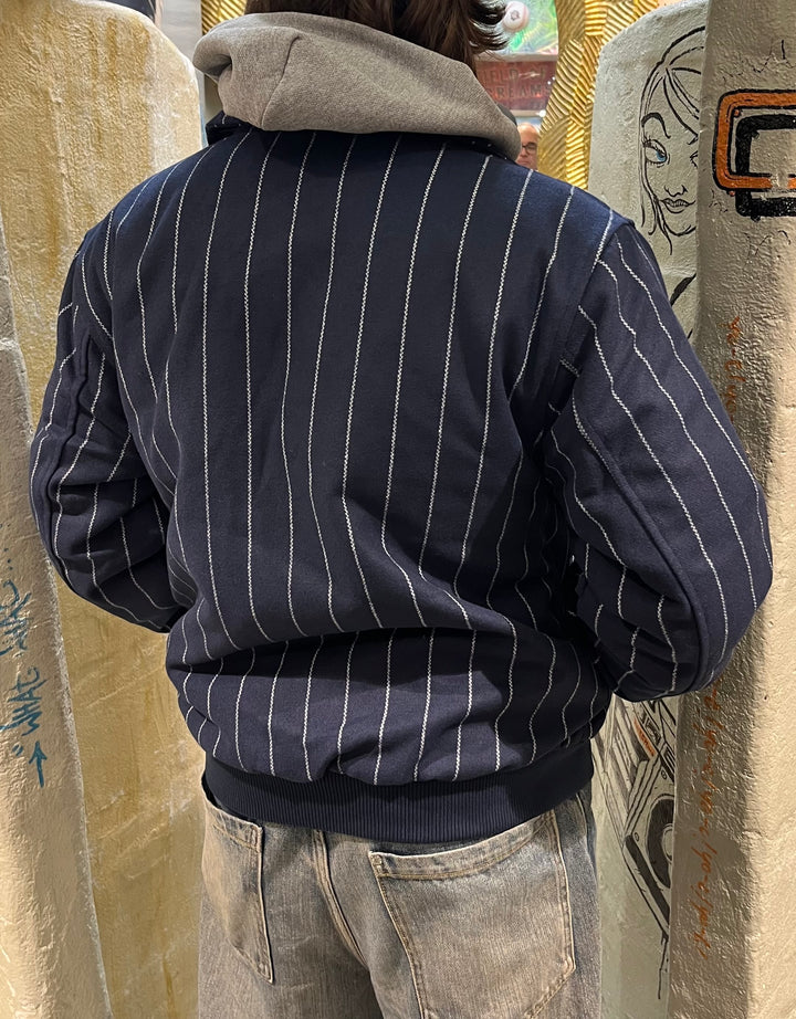 Karl Kani Pinstripes Wool Jacket - dark blue off white
