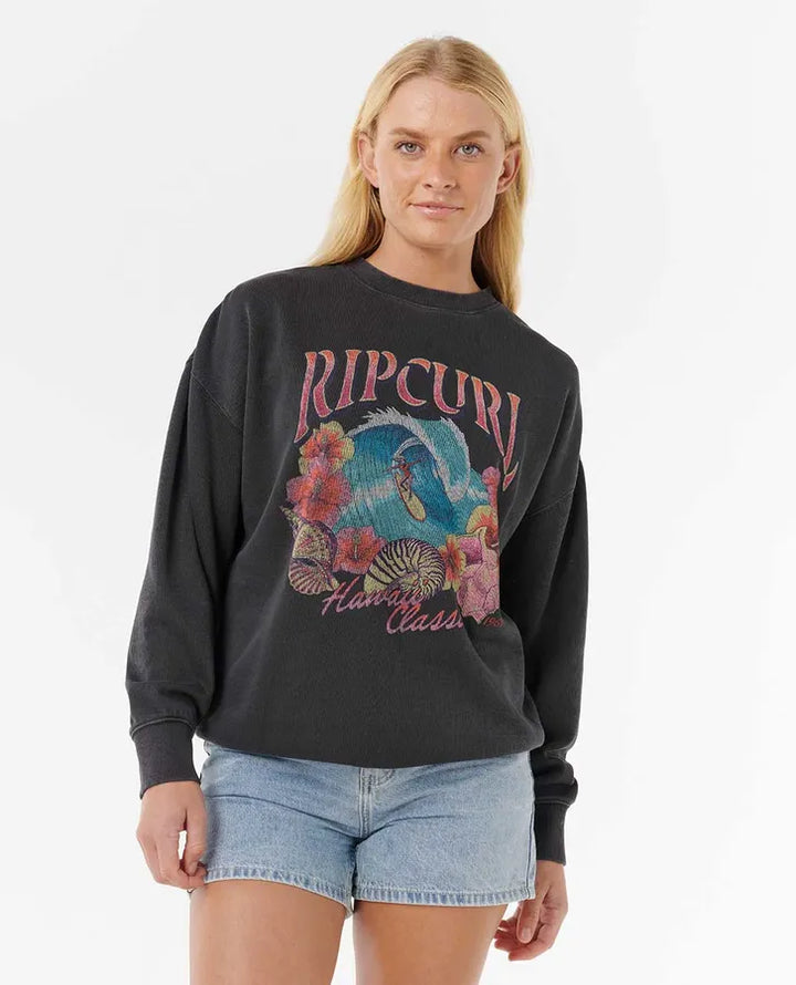 Ripcurl Summer Hawaii Classic Heritage Woman Crew Neck - Washed Black