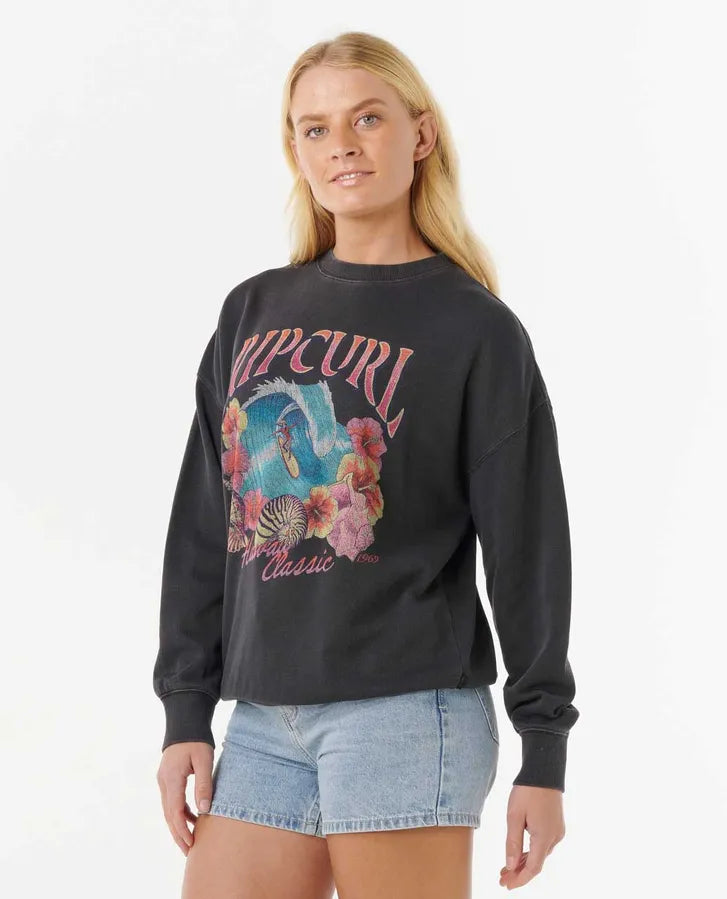 Ripcurl Summer Hawaii Classic Heritage Woman Crew Neck - Washed Black