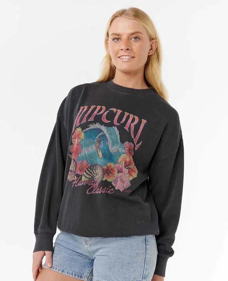 Ripcurl Summer Hawaii Classic Heritage Woman Crew Neck - Washed Black