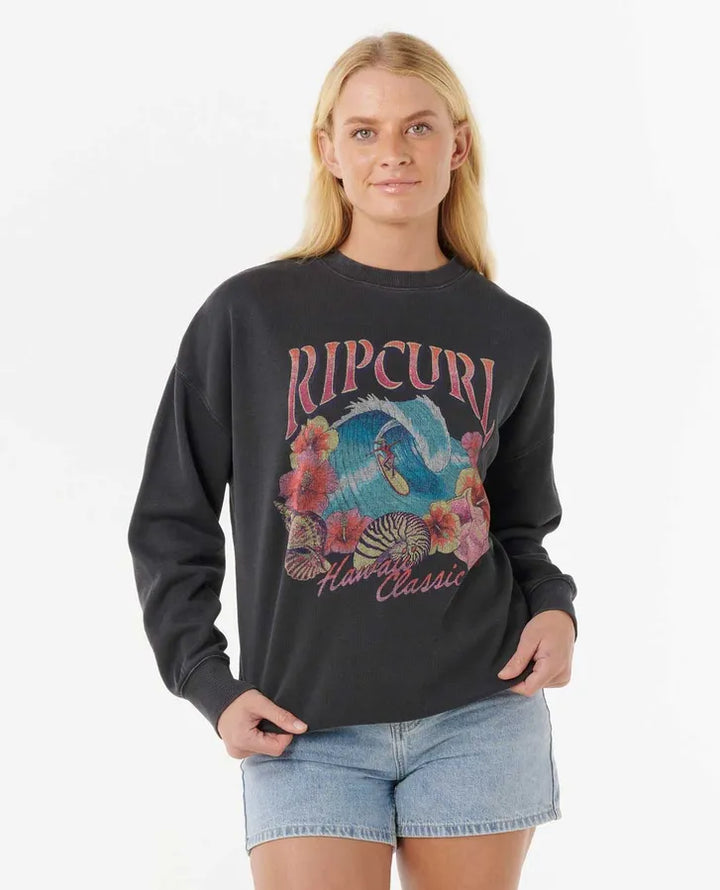 Ripcurl Summer Hawaii Classic Heritage Woman Crew Neck - Washed Black
