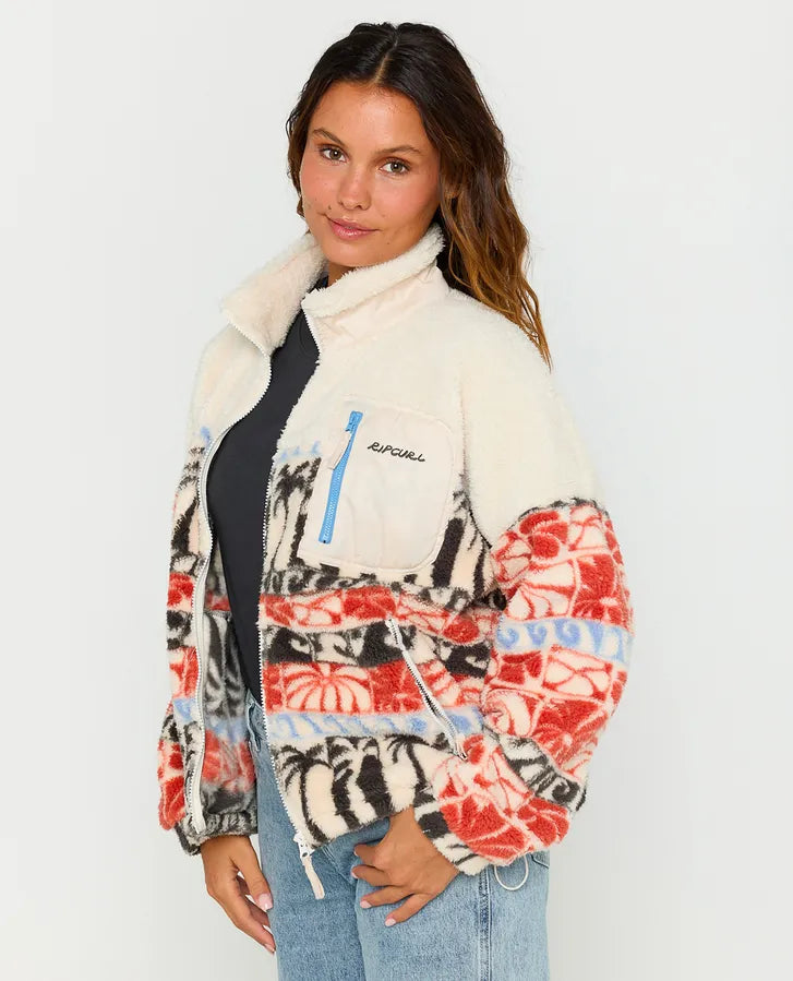 Ripcurl Oceanic Zip Fleece mit Reißverschluss Beige