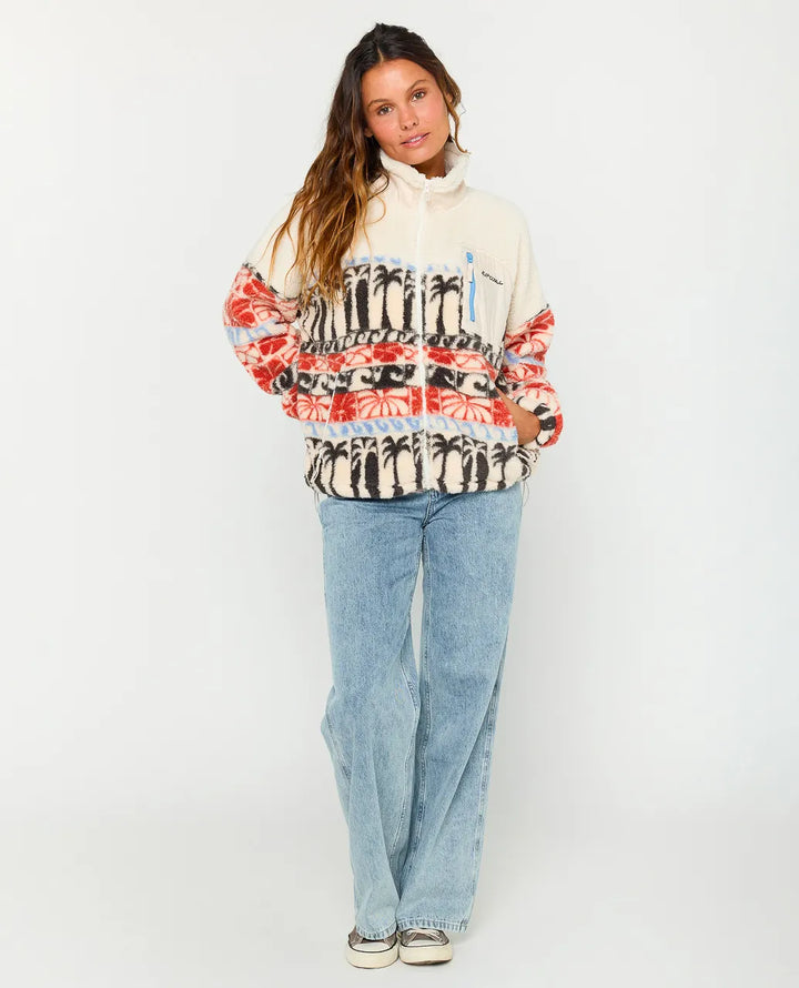 Ripcurl Oceanic Zip Fleece mit Reißverschluss Beige