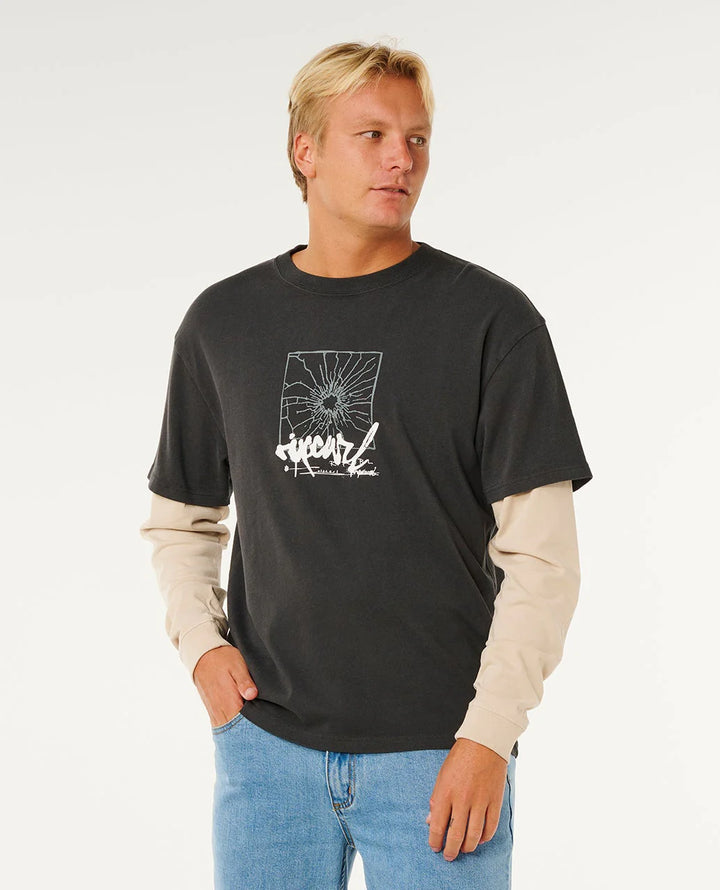 Ripcurl T-Shirt Langarm Inner Visions Smashed - Washed Black