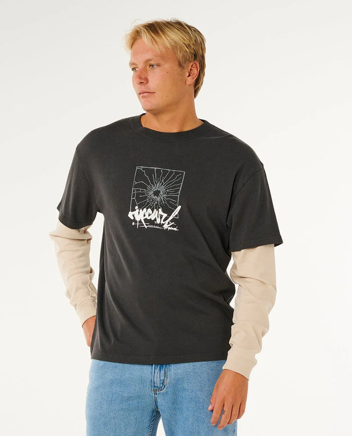 Ripcurl T-Shirt Langarm Inner Visions Smashed - Washed Black