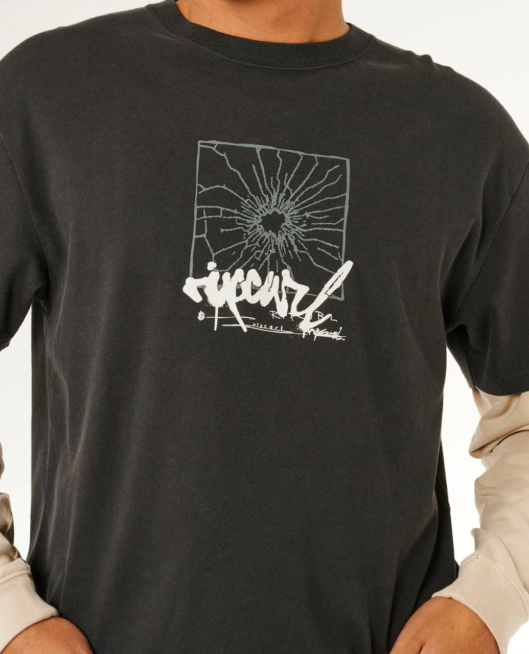 Ripcurl T-Shirt Langarm Inner Visions Smashed - Washed Black