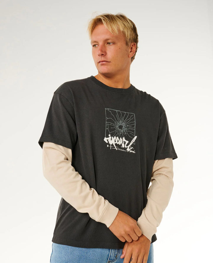 Ripcurl T-Shirt Langarm Inner Visions Smashed - Washed Black