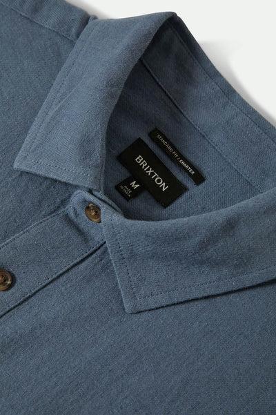 Brixton Charter Organic Cotton Linen Blend S/S Kurz Arm  Shirt - Azure Blau