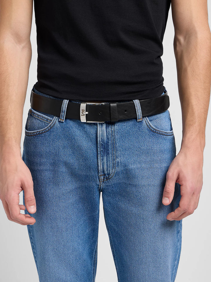 Lee Leather Belt Gürtel Logo Buckle - Black