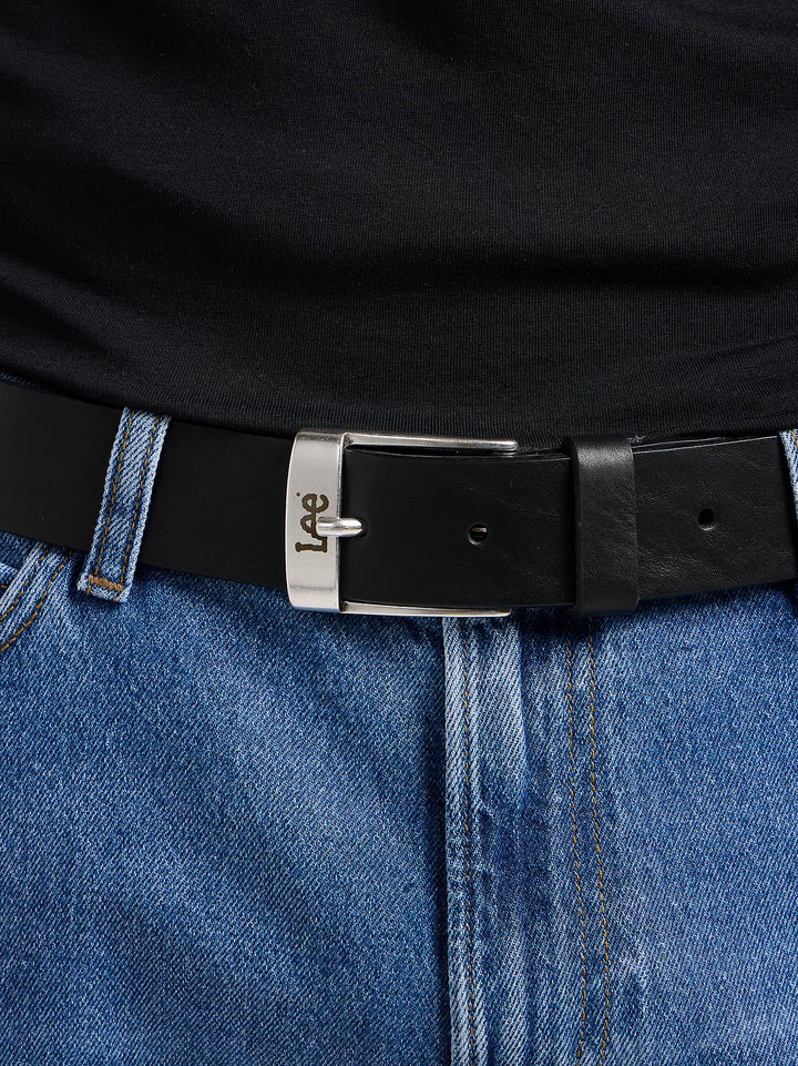 Lee Leather Belt Gürtel Logo Buckle - Black