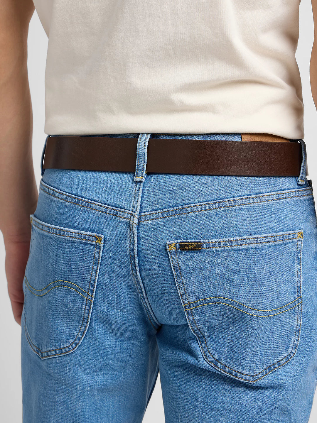 Lee Leather Belt Gürtel Logo Buckle - Dark Brown