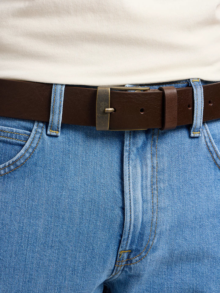 Lee Leather Belt Gürtel Logo Buckle - Dark Brown