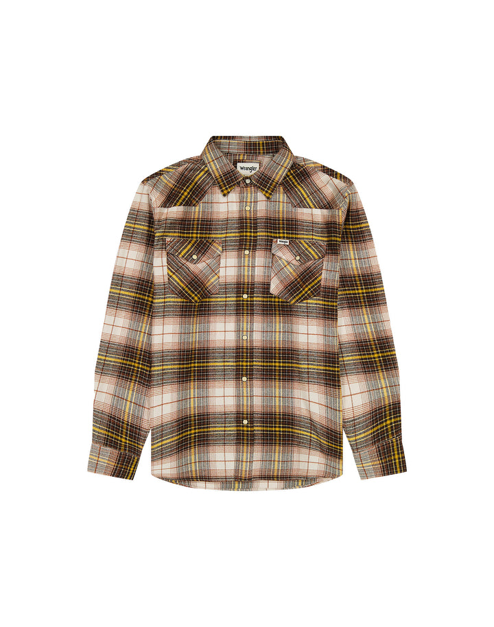 Wrangler Western LS Langarm Flannel Shirt - Gingerbread