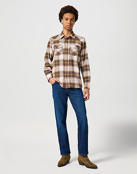 Wrangler Western LS Langarm Flannel Shirt - Gingerbread