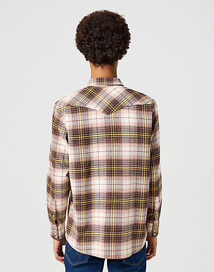 Wrangler Western LS Langarm Flannel Shirt - Gingerbread