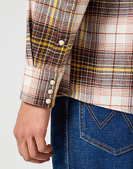 Wrangler Western LS Langarm Flannel Shirt - Gingerbread