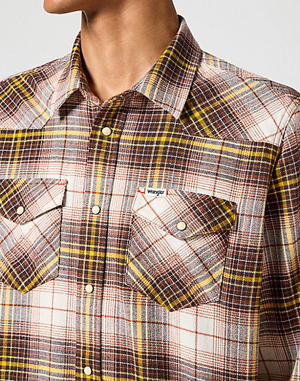 Wrangler Western LS Langarm Flannel Shirt - Gingerbread