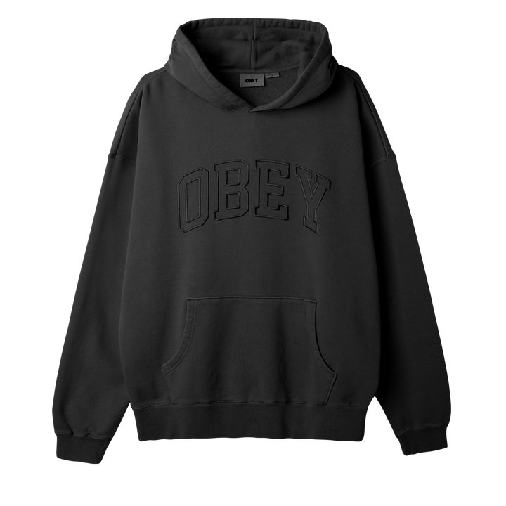 Obey Pigment Collegiate Extra heavyweight OVERSIZE HOOD - Pirate Black