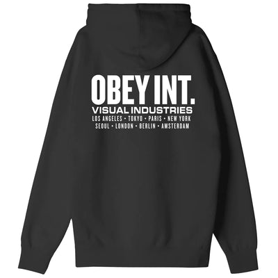 Obey INT. VISUAL INDUSTRIES PREMIUM HEAVYWEIGHT OVERSIZE HOOD - Black