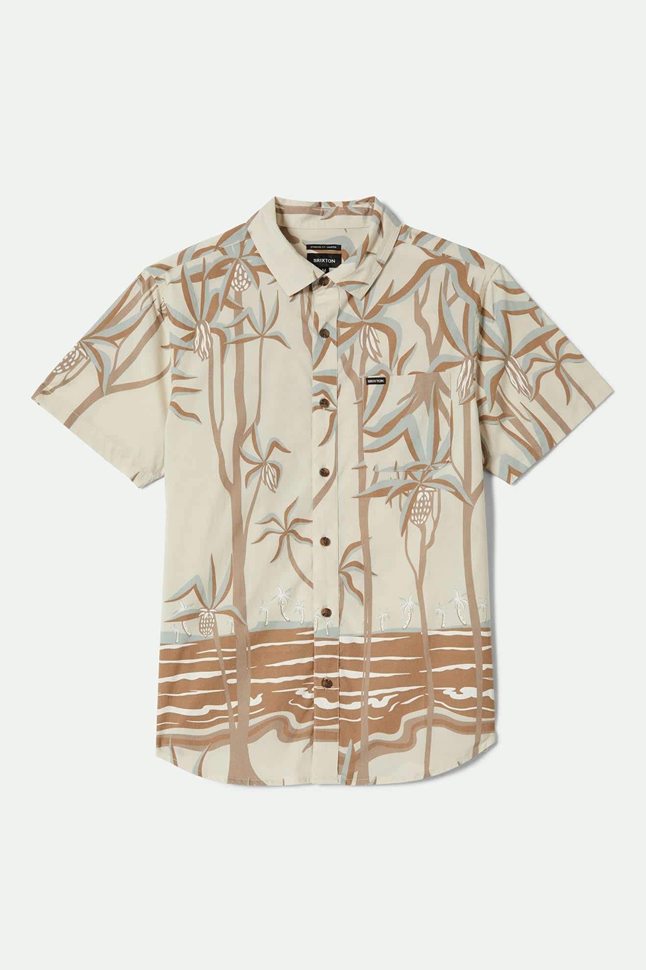 Brixton Charter Print S/S Kurz Arm  Shirt / Hemd - Beige Whitecap Scenic Trip