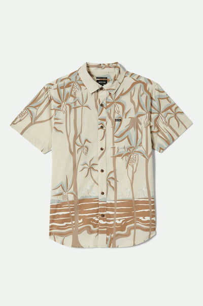 Brixton Charter Print S/S Kurz Arm  Shirt / Hemd - Beige Whitecap Scenic Trip