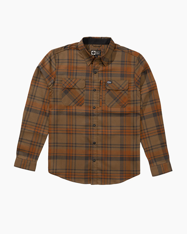 Salty Crew Fathom Long Sleeve Tech Flannel Hemd - Dark Brown