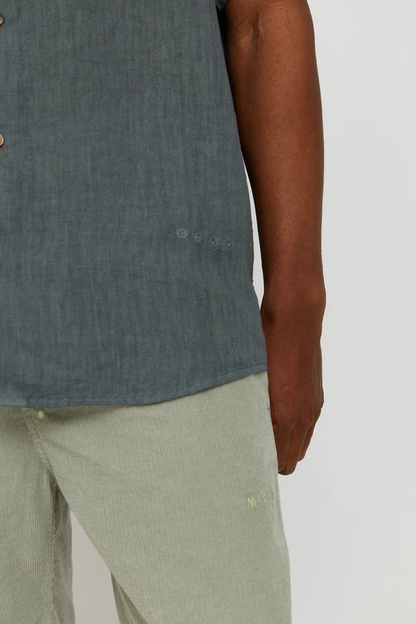 Mazine Leland Linen Shirt kurz Arm Hemd - Light Bottle