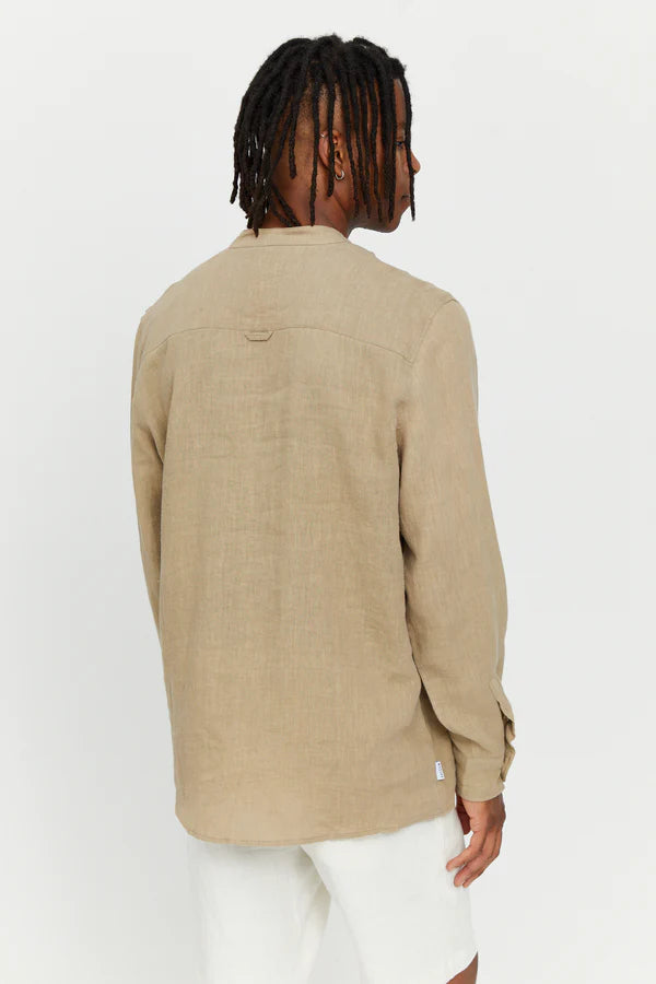 Mazine Altona Linen Shirt lang Arm Hemd - Sandy Olive