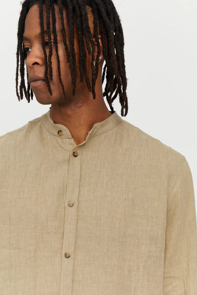 Mazine Altona Linen Shirt lang Arm Hemd - Sandy Olive