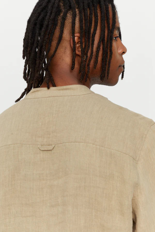 Mazine Altona Linen Shirt lang Arm Hemd - Sandy Olive