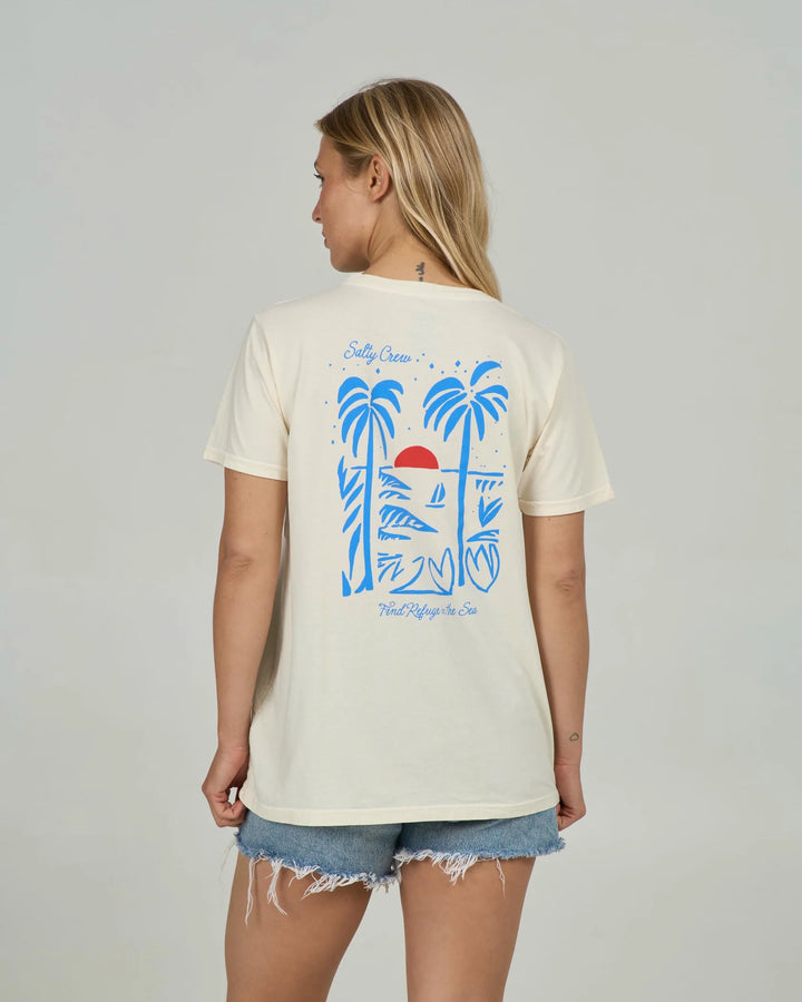 Salty Crew Geo Palm Bf Tee - Cream White