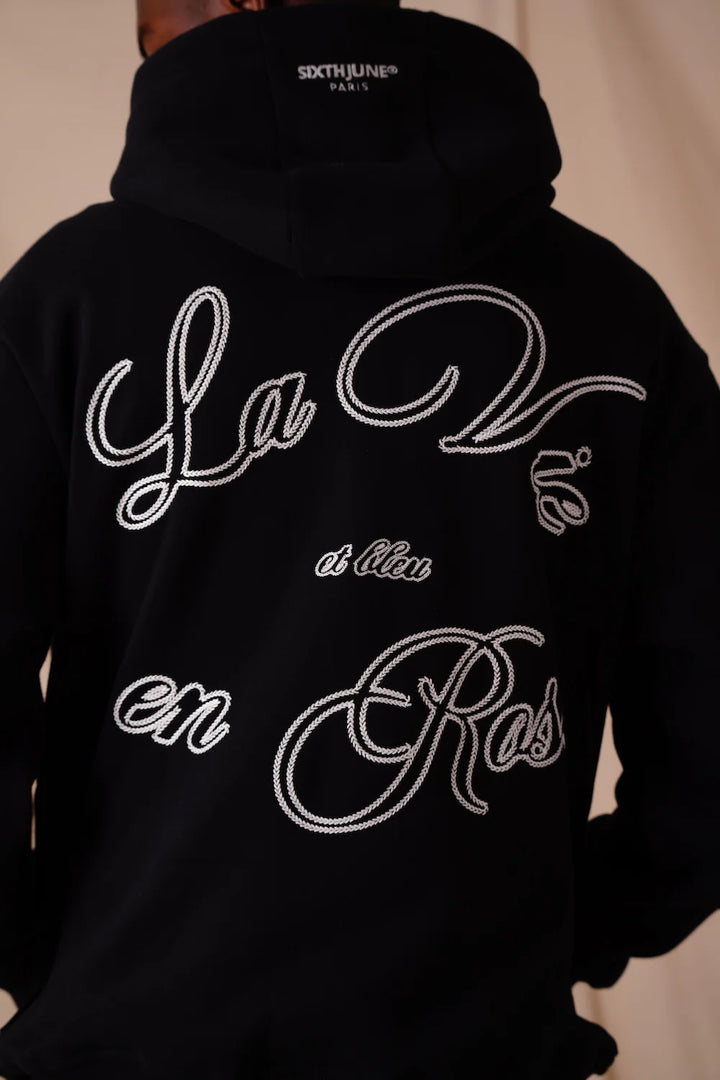 Sixth June La Vie En Rose Embro Hoodie - Black