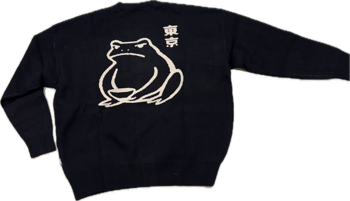 Kaotiko Ramen Frog Jersey Stick Pulli - Schwarz