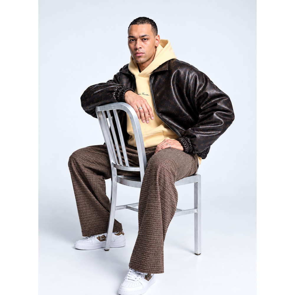 Karl Kani Cursive PU Leather Coach Jacket - Brown