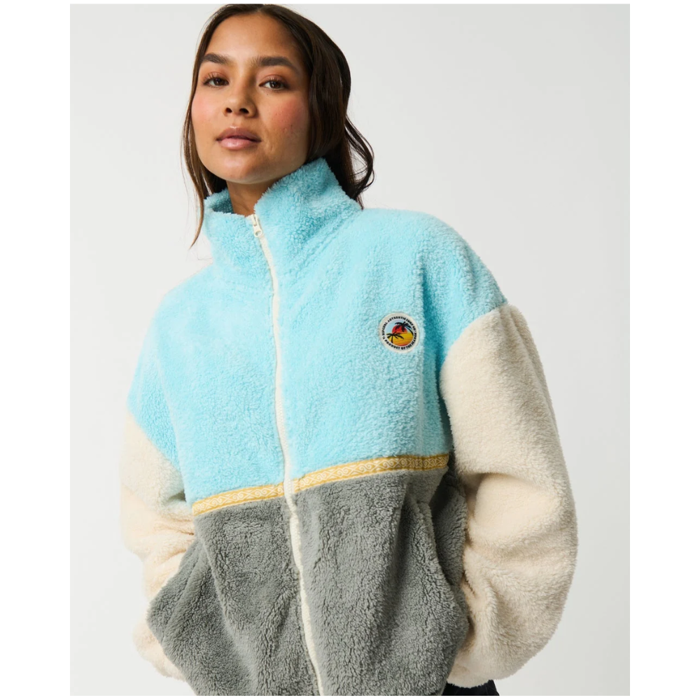 Ripcurl Surf Revival Heritage Zip Through Polar Fleece - Light Blue Bone