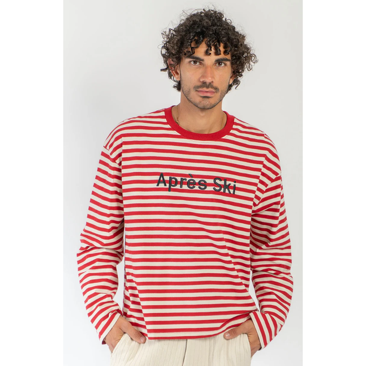 Kaotiko Stipes Apres Ski Longsleeve T-Shirt - Ivory / Burgundy
