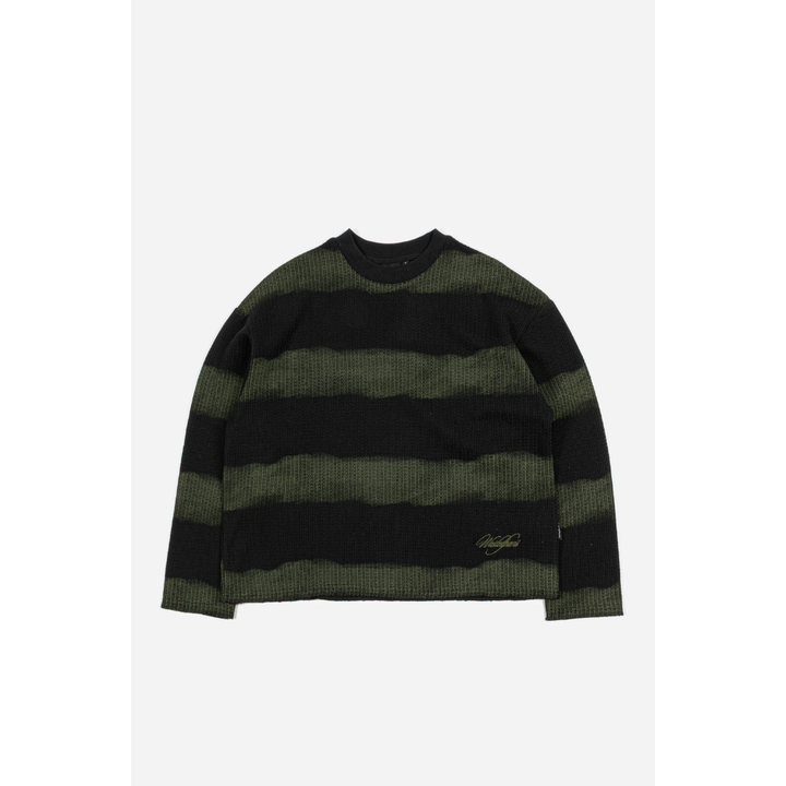 Wasted Paris Crewneck Script Striped - Army Green