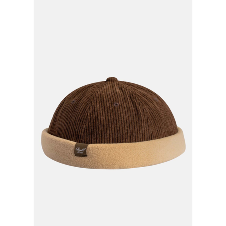Reell Docker Cap - Dark Brown Cord Beige Fleece