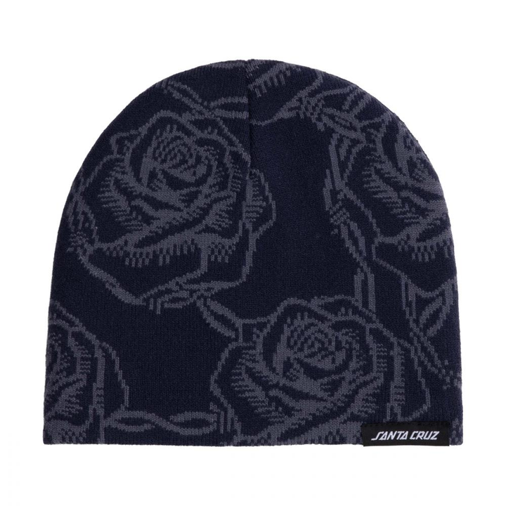 Santa Cruz Skull Strip Beanie - Navy Roses