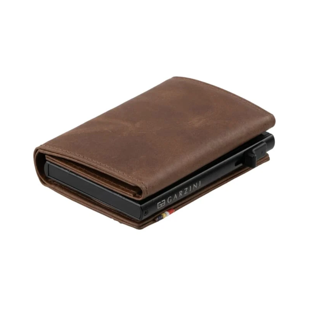 Garzini / Hunterson Metal Wallet Trifold - 12 Cards - gebürstet Braun