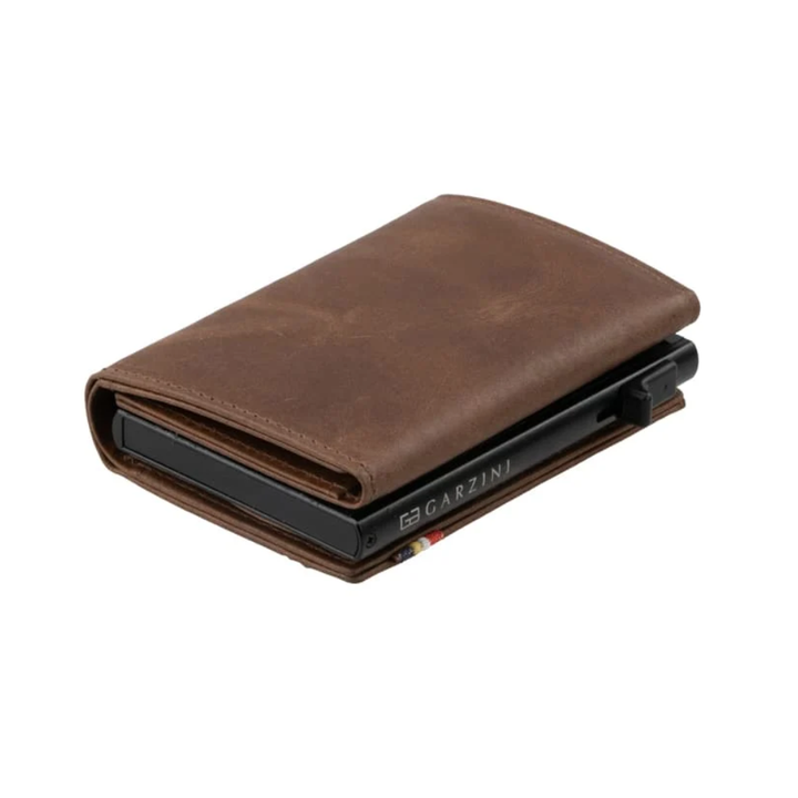 Garzini / Hunterson Metal Wallet Trifold - 12 Cards - gebürstet Braun