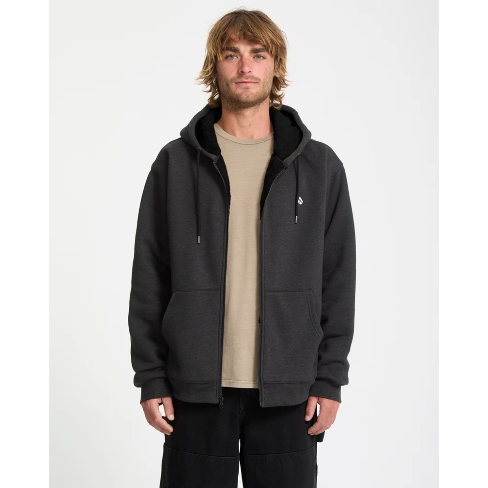 Volcom Single Lined Stone Sherpa Zip Hoodie - Heather Black