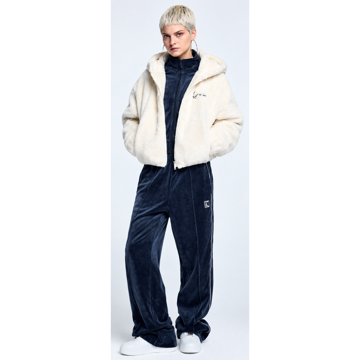 Karl Kani Faux Sig Fur Zip Jacke - Off White